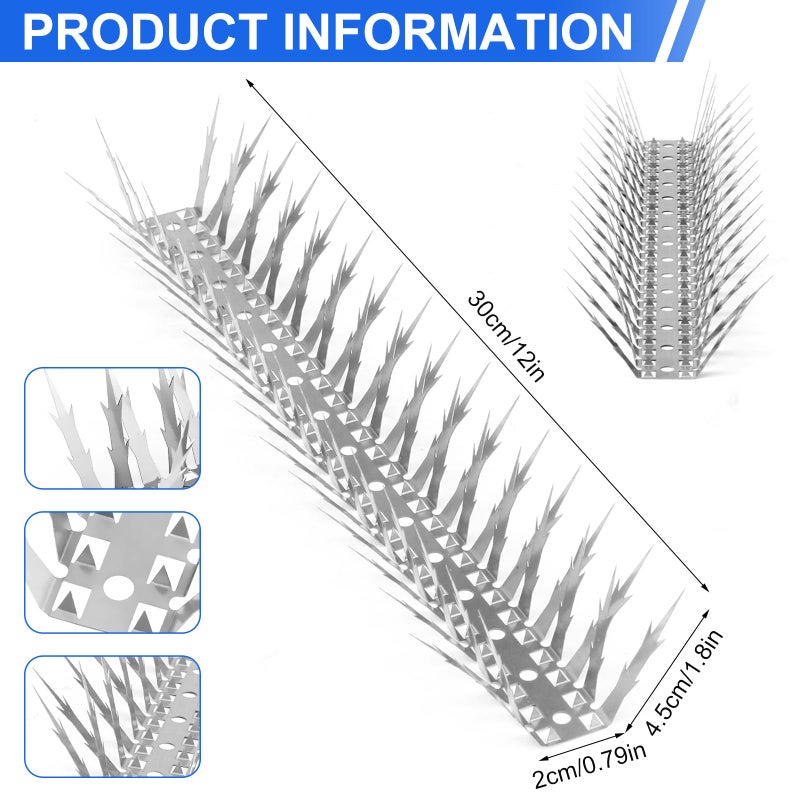 Quunoot Bird Spikes  10 FT Stainless Steel Bird Deterrent Spikes  Pigeon Spikes for Outside to Keep Birds Squirrel Raccoon Cat Away  for Garden Fence Roof Window Sill and Wall(10 Pack) - Image 3